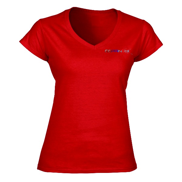Boutique Démo boutique (démo) Tee-shirt Femme Col V Rouge 1