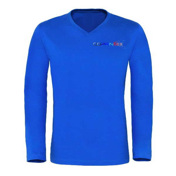 Boutique Démo boutique (démo) Tee-shirt Homme Col V Ml Bleu 1